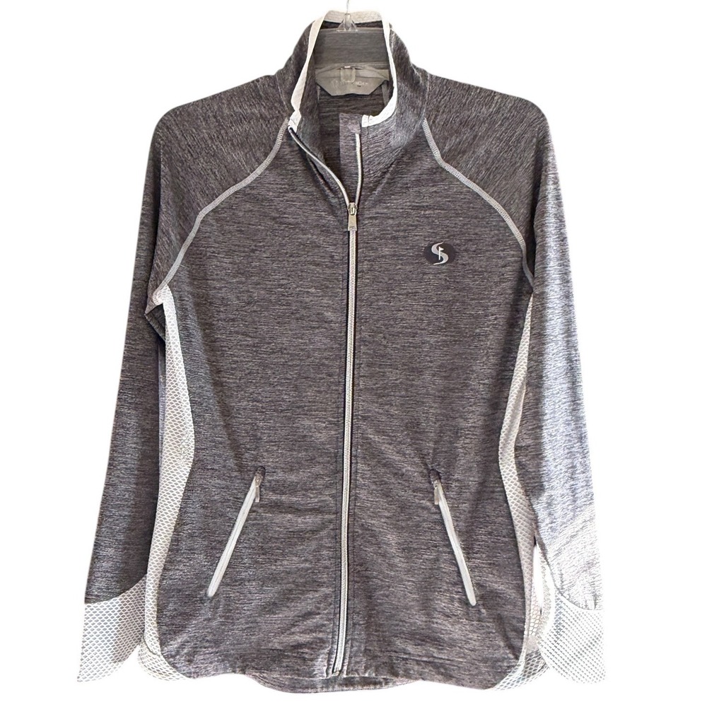 Sunice Womens Full Zip Heathered Gray Golf Jacket Mesh Panels Size M Athletic
